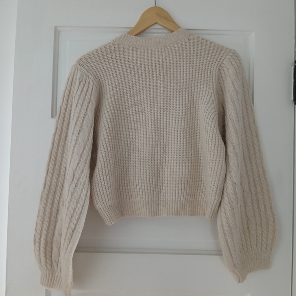 Altar'd State Crop Knit Bow-Accent Sweater in Taupe - Picture 7 of 15